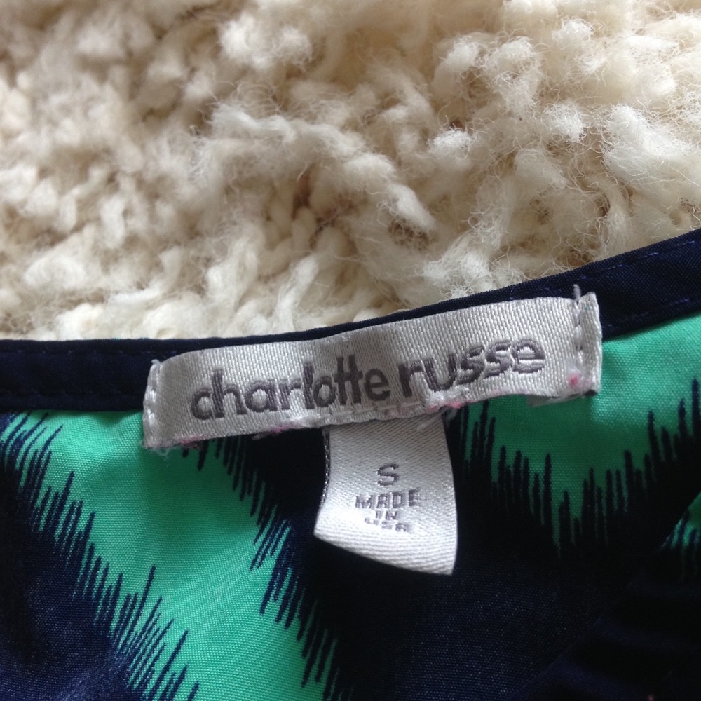 💚💙Charlotte Russe green navy chevron shift dress - Picture 3 of 3
